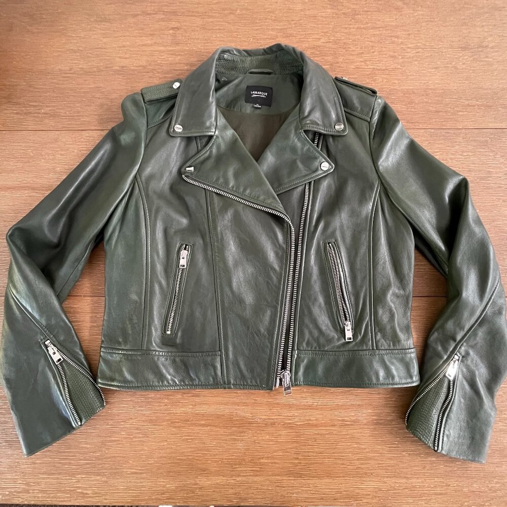 LAMARQUE Donna Lambskin Leather Moto Jacket